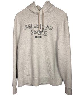 American Eagle Hoodie Men’s Medium Gray Pullover Sweatshirt Casual Logo Hoodie